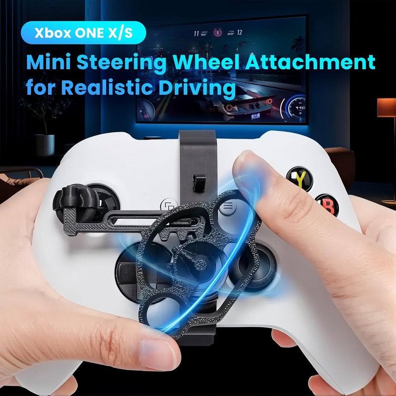 Xhiver Mini Steering Wheel Attachment for X-boX ONE X/S Controller Racing Games Controller Steering Wheel Attachment Accessory for X-boX(Black, 1-Pack) - Image 2